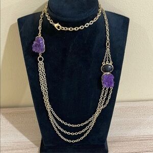 Gold and Purple Chain 29” Necklace No box